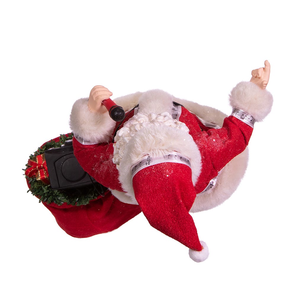Kurt Adler 10.5-Inch Battery-Operated Fabriche Musical Karaoke Santa